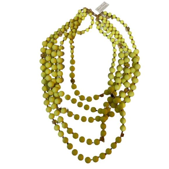 Vendome Yellow Beaded Multi Layer Necklace Women's Fashion Jewelry Accessories - Picture 3 of 7